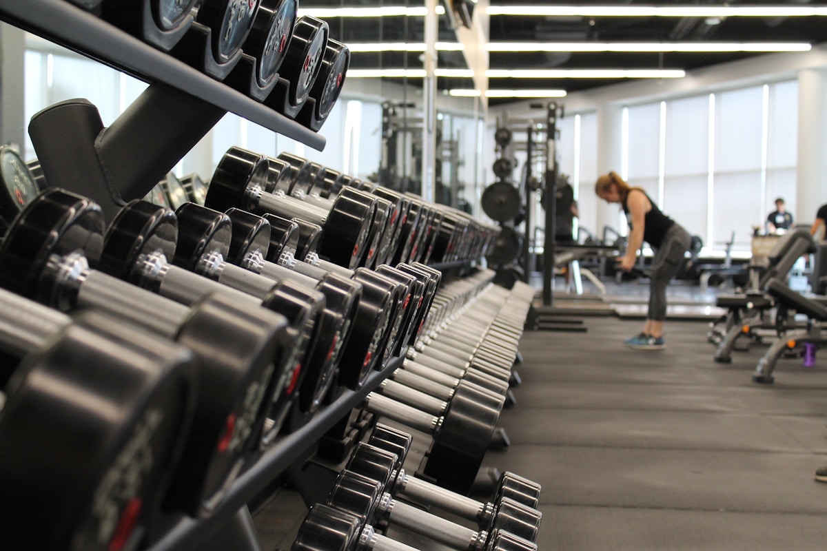 Dumbbell rack inside a gym
